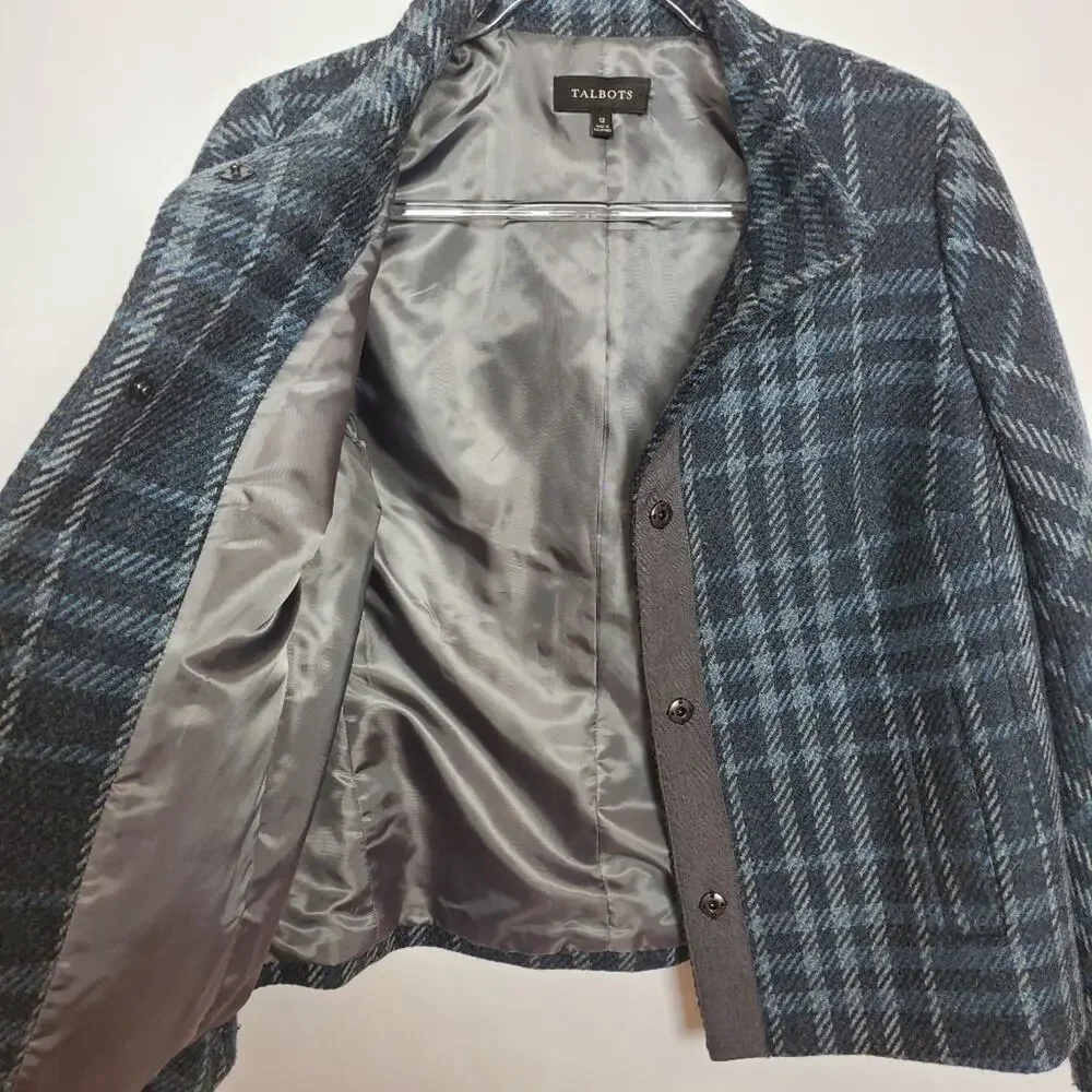 Talbots Wool/poly blend plaid jacket size 12